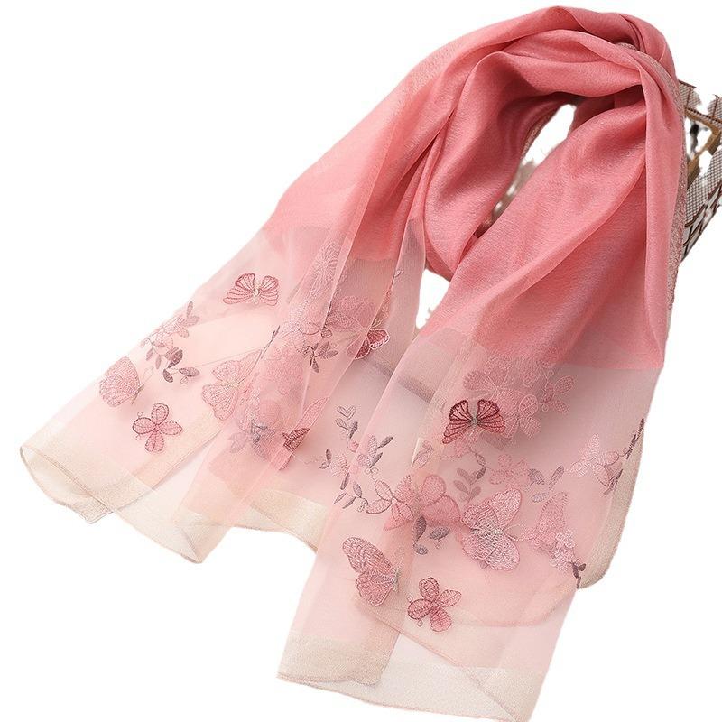 Four Season silk wool scarf women hijab pashmina shawls wrap Blanket Floral Pashmina Embroidery Scarves Foulard high quality