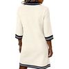 Women's Minimalist Casual Zipper Collar Pocket Color-Block Long-Sleeve Dress