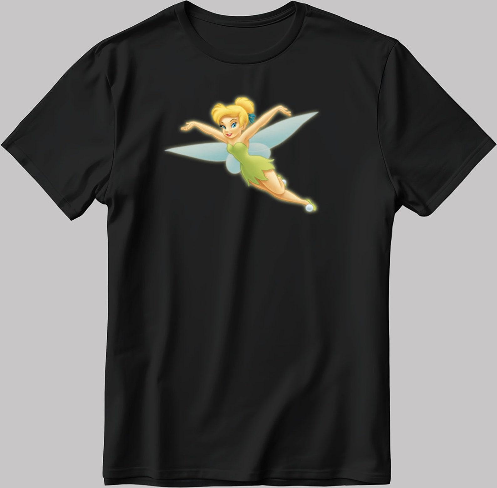 Tinker Bell Figure Short Sleeve White-Black Men s / Women s T-Shirt G420 S