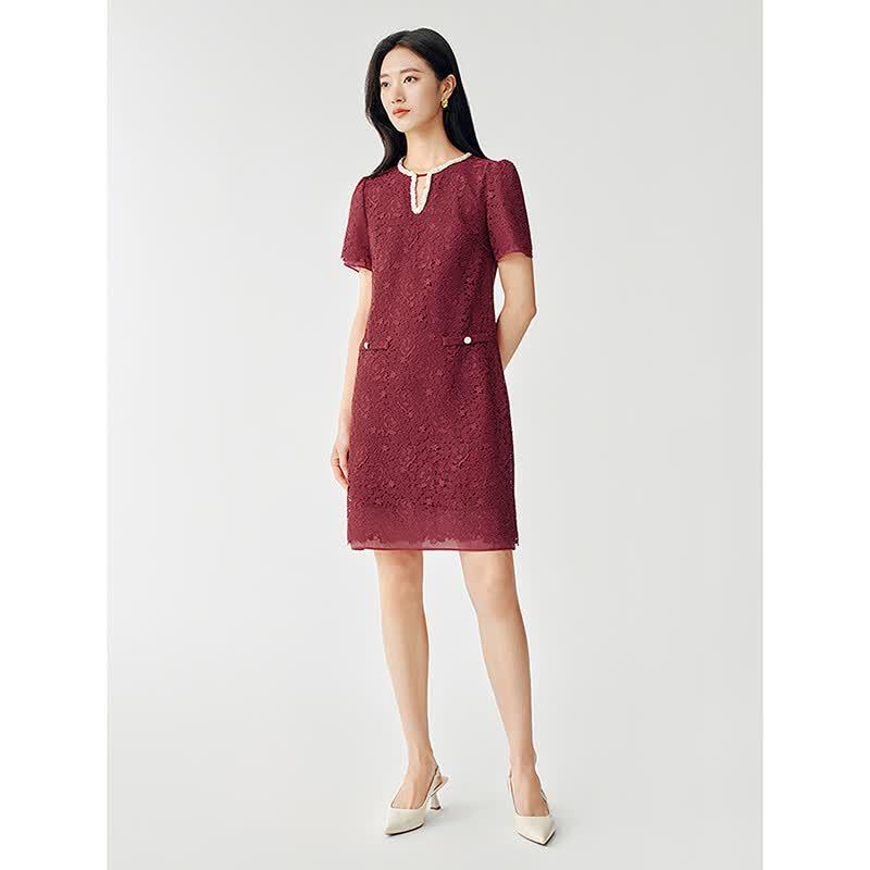 JUZUI Women's Elegant French Lace Formal Dress