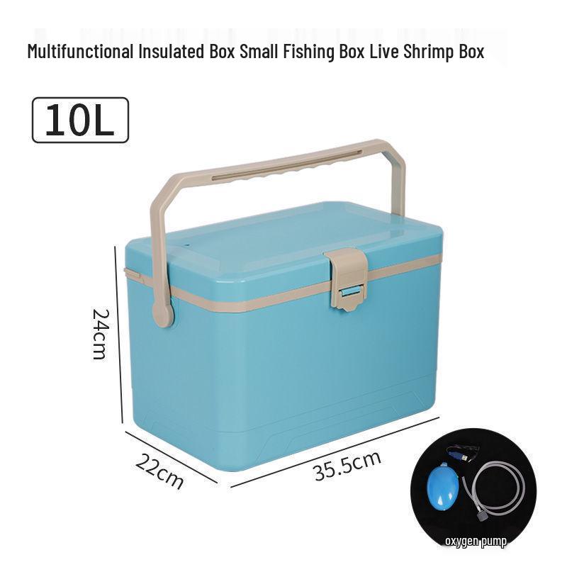 Sea Fishing Insulated Tackle Box with Oxygenator - Lightweight, Refrigerated, and Perfect for Live Shrimp.