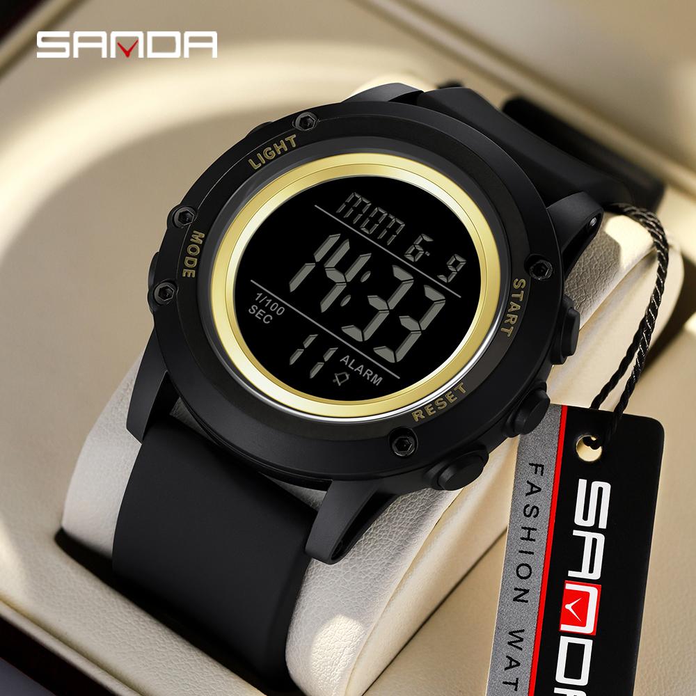 Sanda 2165 Fashion Men's Watch Sports Fitness Running Watch Multi functional Waterproof LED Night Light Digital Watch