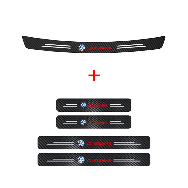 Für VOLKSWAGEN VW Autotürschwellenleisten Kofferraum Heckstoßstange Schutz Lederaufkleber Für Volkswagen VW GTI TOURAN CADDY