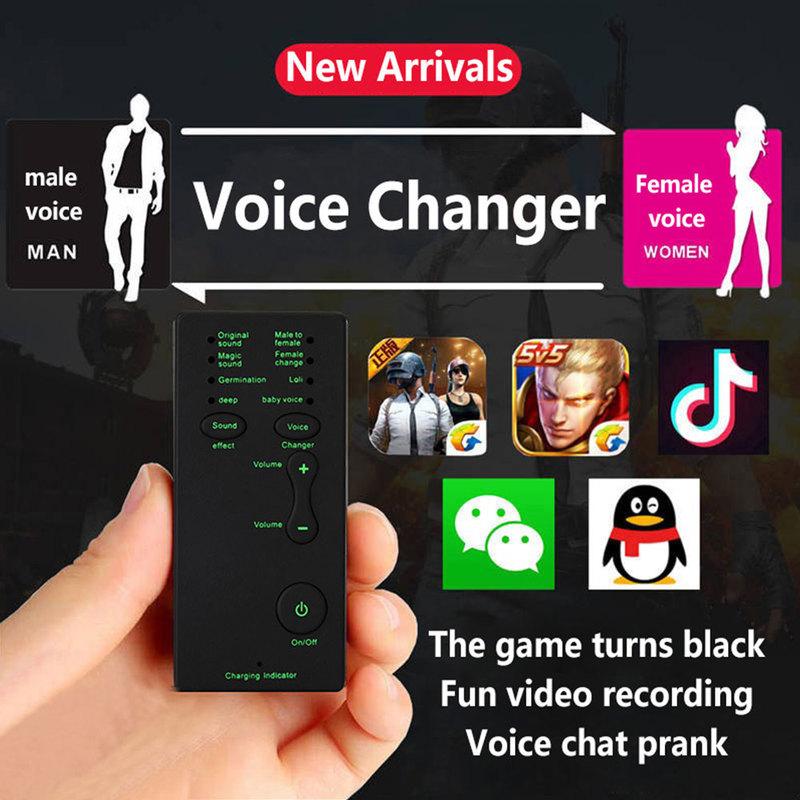 New Voice Changer Mini Portable 8 Voice Changing Modulator Adjustable Voice Amplifier Sound Card for PS4 Xbox IPad iPhone Laptop