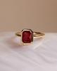 Bezel Set Ruby Ring 14K Solid Yellow Gold Plated Silver Gemstone Engagement Ring For Women - Dainty Promise Ring