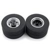 Metal Rear Wheel Hub Rims with 4Pcs Width Rubber Tires Kit for 1/14 Tamiya Remote Control Trailer Tractor Truck