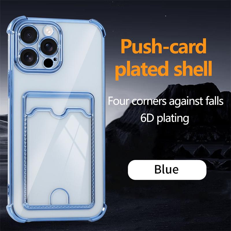 Luxury Shockproof Phone Case For iPhone 16e 16 15 14 Pro Max 13 12 mini 11 Xs XR 7 8 Plus SE Transparent Card Slot Bag Cover