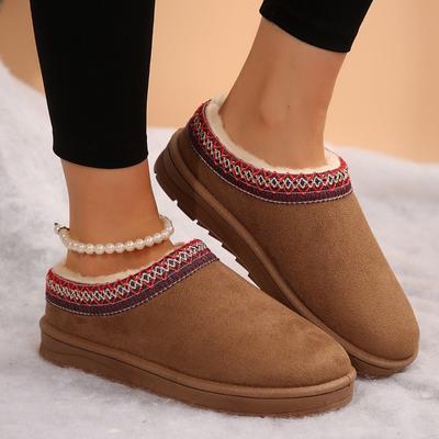 Fashion Women's Snow Shoes Warm Plush New Winter Round Toe 2024 Hot Sale Casual Indoor Thick-soled Sponge Cake Base Women Slippers