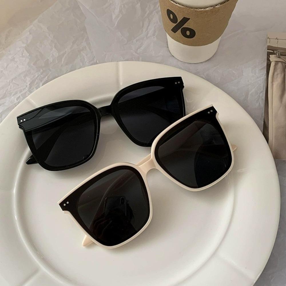 Korean Version Square Retro High-grade Sunglasses Tiny Spot Logo Female Round Face Big Frame Sunshade Sunglasses Summer Outdoor