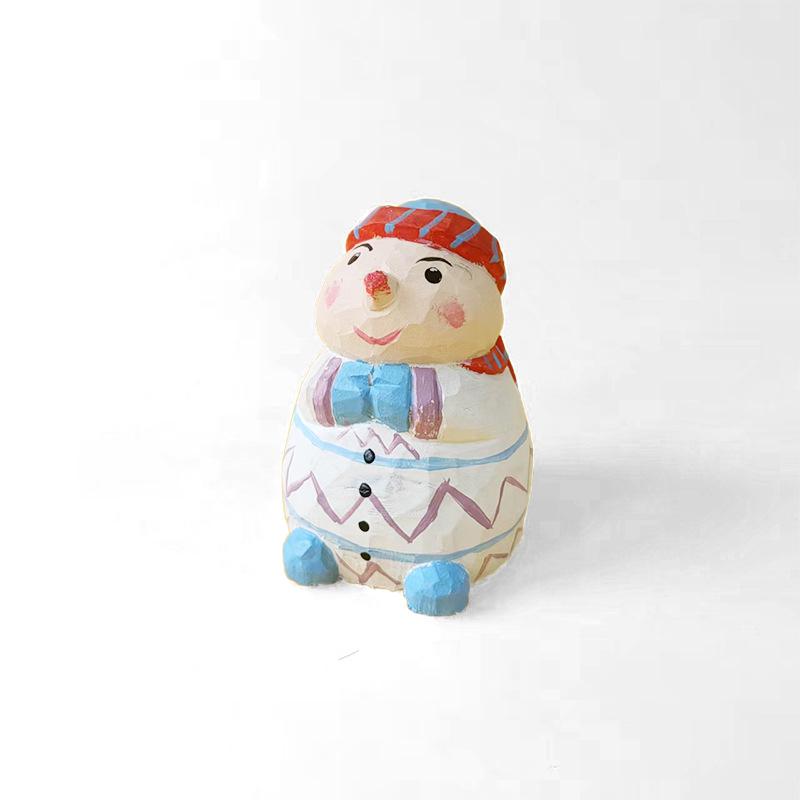 Handmade Solid Wood Animal Figurines: Kitten, Chick, Elephant, Snowman