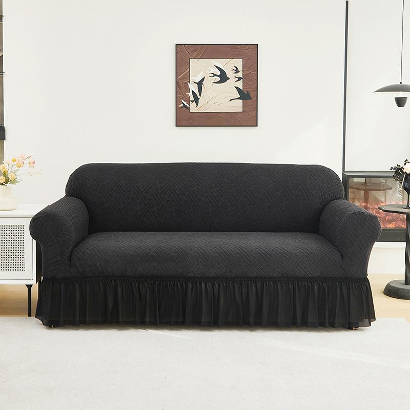 Новый сплошной флисовый чехол на диван с юбкой устойчивый к царапинам от кошек эластичный чехол-накидка на диван мягкий защитный чехол для кресла для гостиной 1pc 1 Seater 5890₽