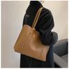 Simple Solid Color Large Capacity Tote Bag Casual Soft Leather Shoulder Bag for Women