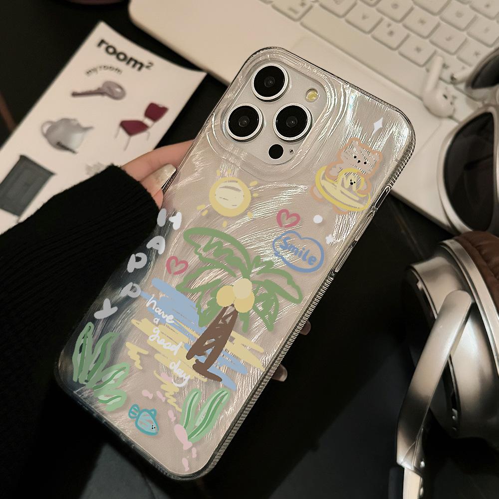 Creative Summer Beach Coconut Tree Phone Case for iPhone 17 and iPhone 17 Pro Max