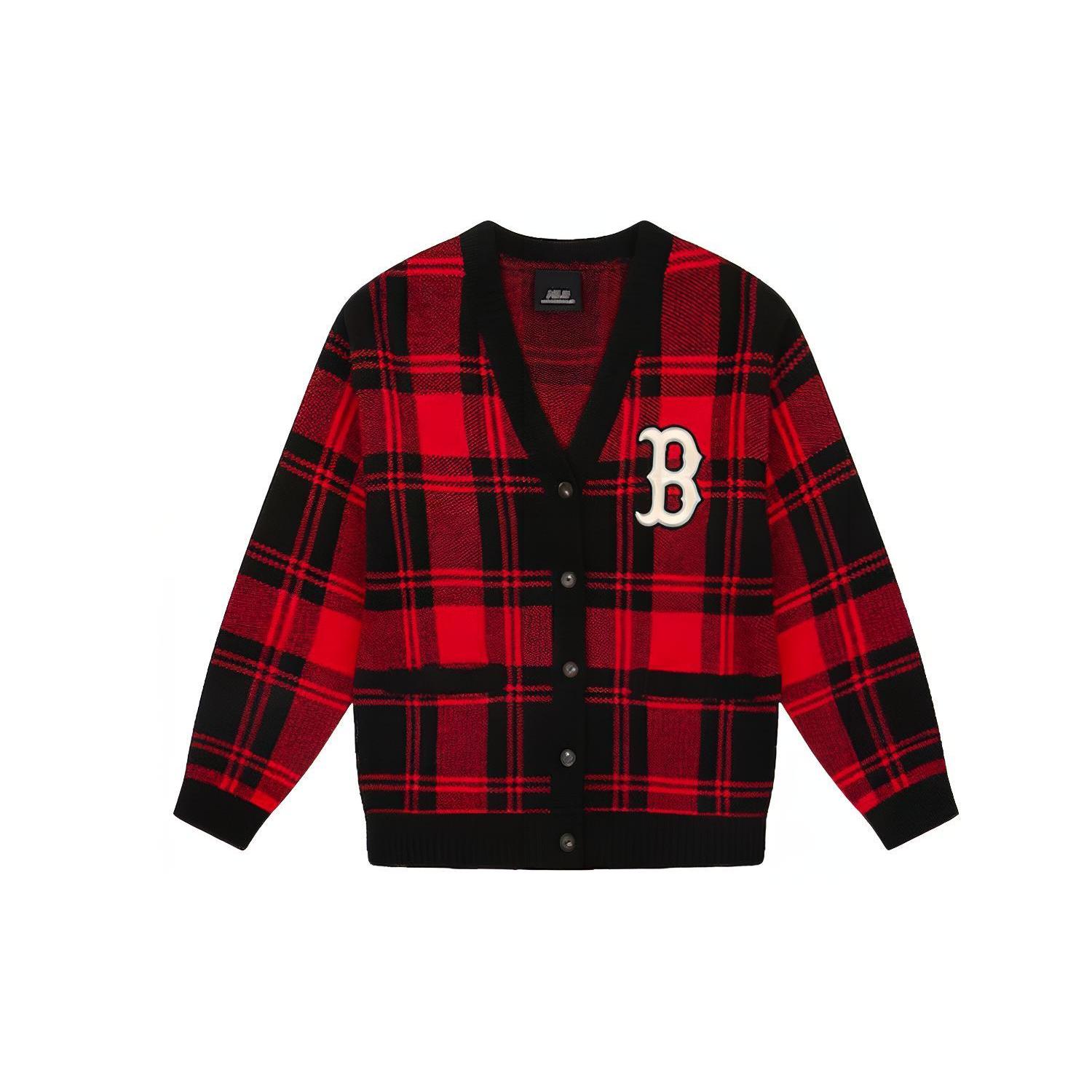 MLB Knitwear Unisex Red V neck Moderate Cardigan 31KTE1041-43R S