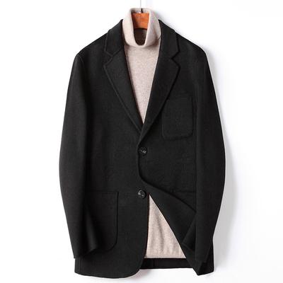 Men's Casual Suit Autumn and Winter Pure Handmade Double-sided Single-west Youth Solid Color Business Wool Suit Jacket