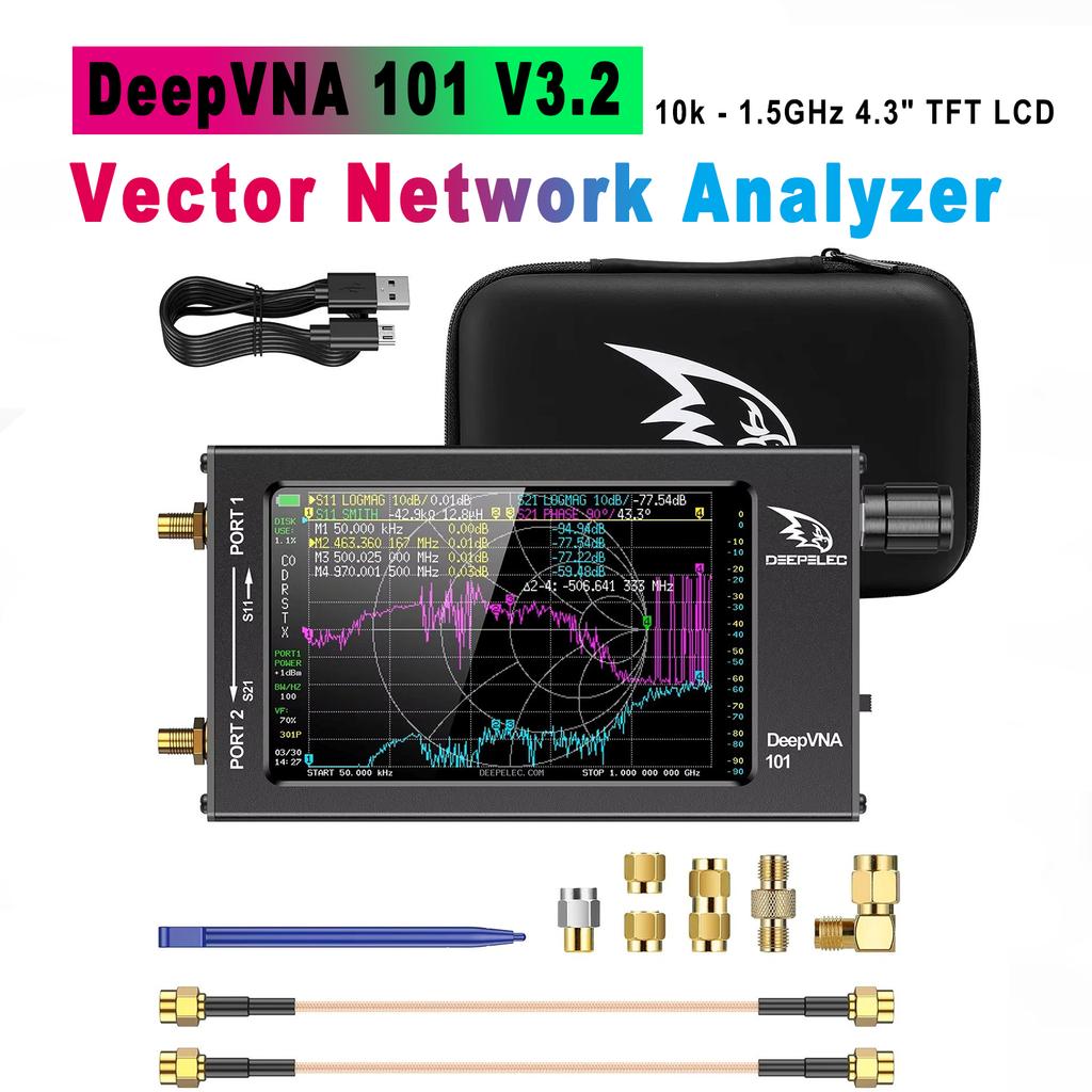 New NanoVNA-F DeepVNA 101 Vector Network Analyzer 4.3 Inch IPS LCD Screen 10k - 1.5GHz Antenna Analyzer Nano Vna Network Tester