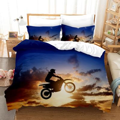 Motorcykel Motocross Påslakan King Queen Tonåringar Racing Dirt Bike Motorcykelfordon Extrema Sporter Mjukt Polyester Påslakan