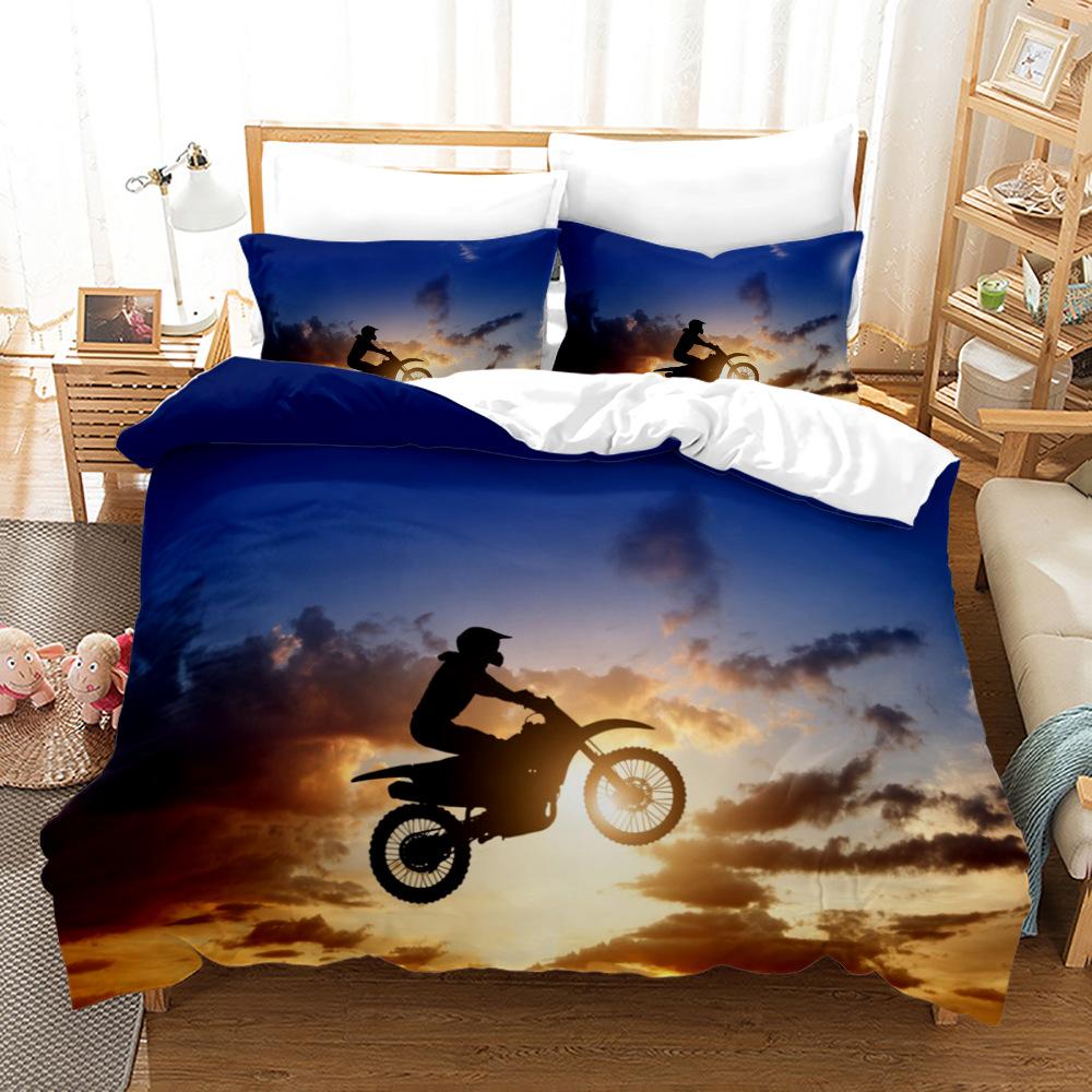 3D Racing Bedding Set King Queen Down Duvet Cover Pillowcase 2/3pcs Motocross Bed Cover Boys Men Home Textile Gift