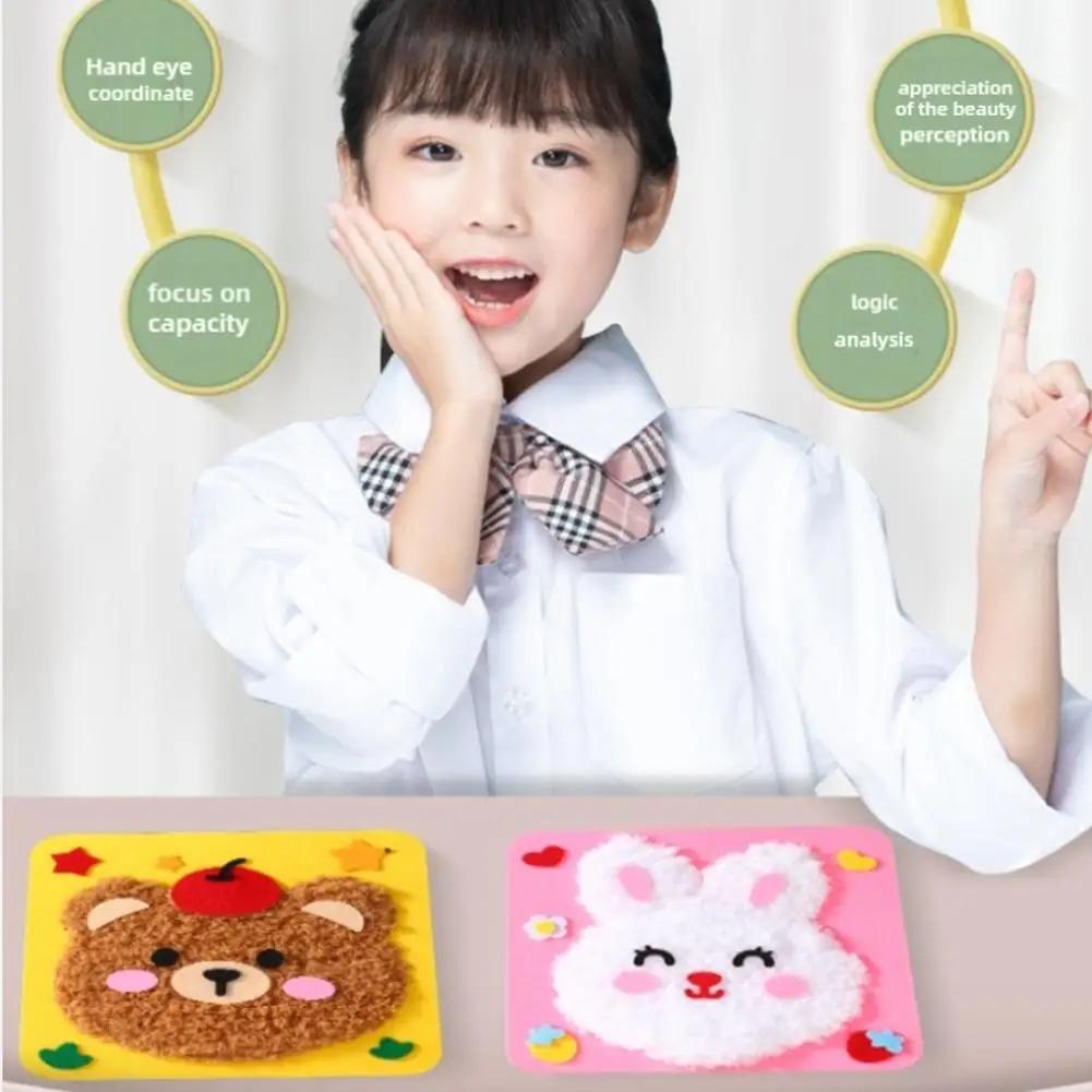 Handmade Wool Embroidery Kit Children's Handmade Plush Sewing Board DIY Sewing Plush Animals Educational Craft Kit