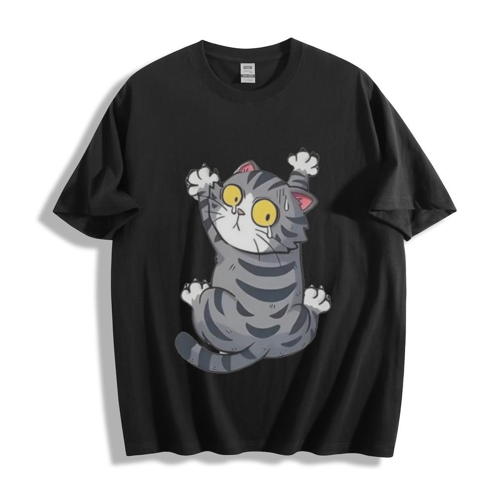 Funny Scared Cat T-Shirt - Hilarious Hanging Kitty Design Unisex Tee