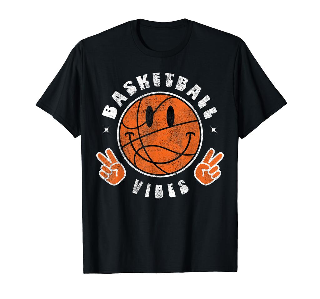 Cute Basketball Basketball Smiley Face Mark Ladies Kids Gift Sports Cute Women Children T-shirt