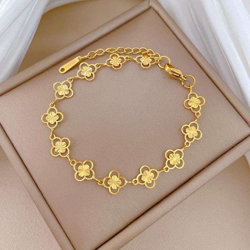 Dongdaemun Personality Minimalist Wind Empty Four Leaf Flower Chain Bracelet Female Retro Girlfriend