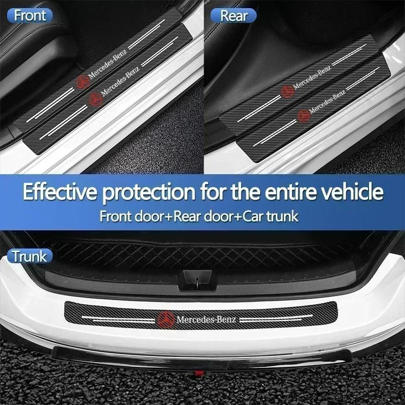 Car Luminous Threshold Protect Auto Emblem Sticker Accessories For Mercedes Benz AMG Brabus Smart Maybach W204 GLC CLA W205 W203
