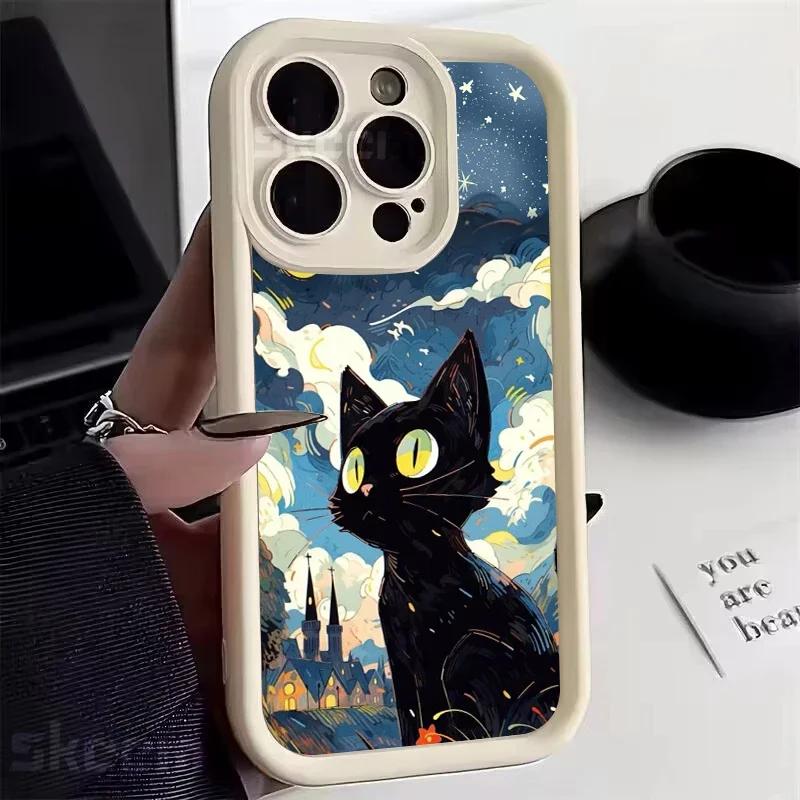 Beautiful Star Black Cat Silicone Case IPhone 15 14 13 12 11 Pro Max 7 8 Plus X XR XS Max Shockproof Soft Cover