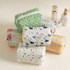 Portable Quilted Cotton Cosmetic Bag Flower Printed Large Capacity Makeup Bag Travel Organizer Washbag