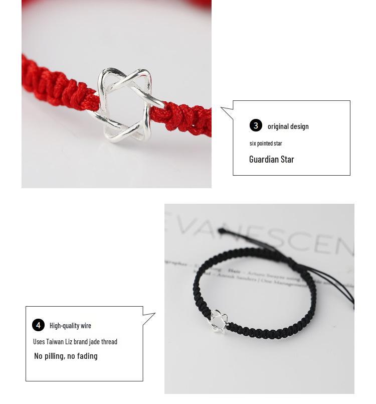 Original Handmade S925 Sterling Silver Six-Pointed Star Guardian Bracelet for Women