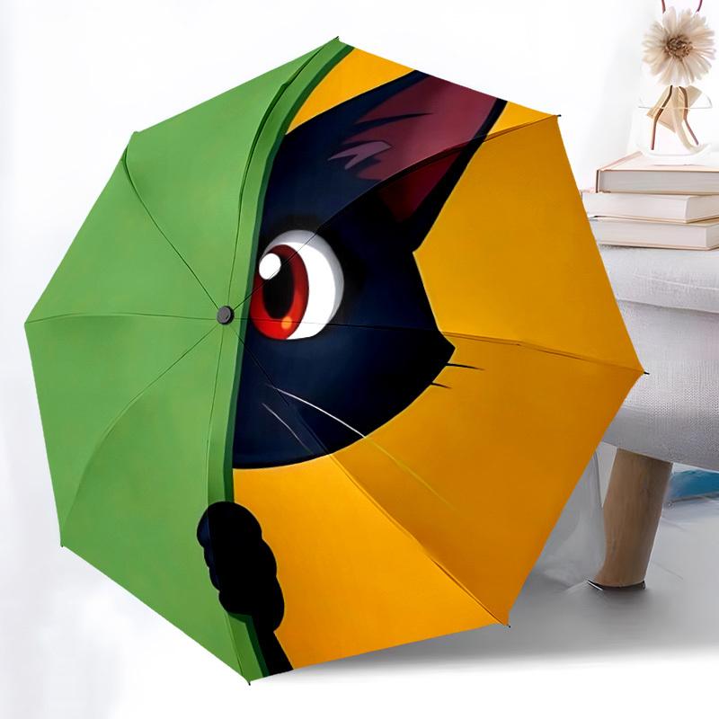 1pc Cat Circle Automatic Open/Close Umbrella Compact Folding Umbrella, All-Season Portable Umbrella for Women/Men F1124004