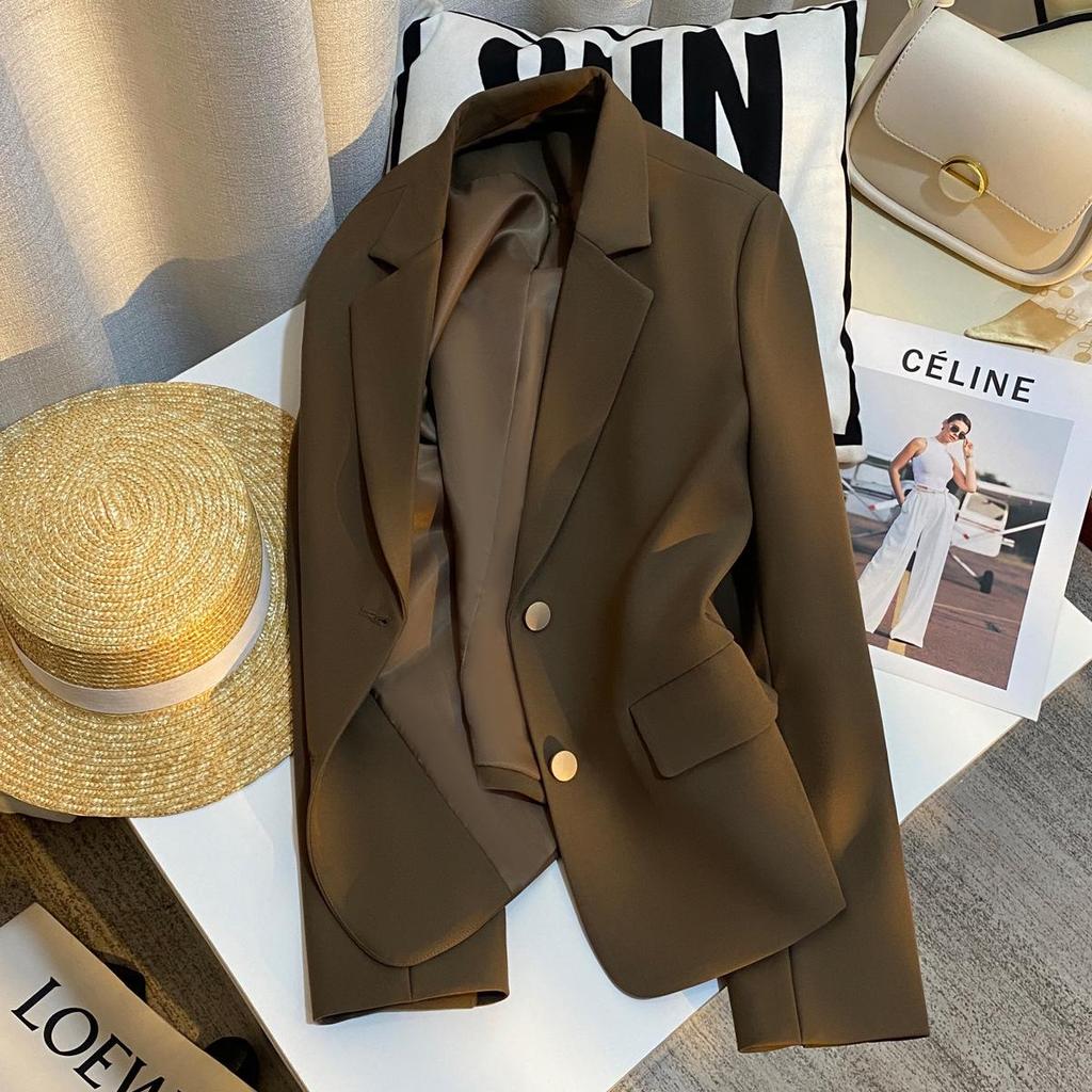 Women's 2025 Autumn Khaki High-End French Slimming Blazer Suit