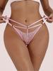 Sexy krajka Transparentní kalhotky Dámské Tanga s dvojitým páskem Nízký pas Sexy spodní prádlo Prodyšné spodní prádlo s G-string Smyslné tangas