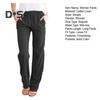 Damen Freizeithose, elastischer Kordelzug in der Taille, lange Hose mit Taschen, einfarbig, lockere Passform, Hose mit weitem Bein