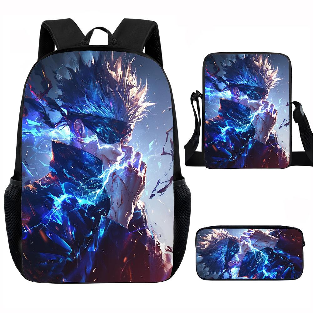 J-Jujutsu Kaisen 3pcs Set Backpack 40cm/15.7inch School Bags Shoulder Bag Pencil Case Computer Book Bag for Boys Girls Best Gift