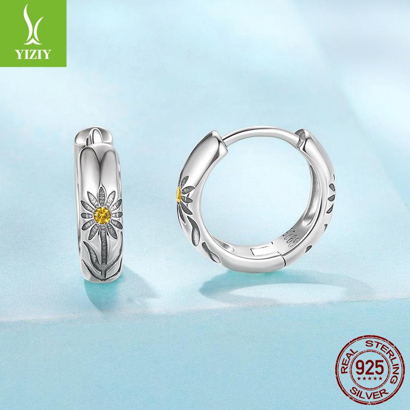 

Серьги-клипсы из стерлингового серебра 925 пробы с резным подсолнухом, женские, нежные и изысканные серьги-подсолнухи