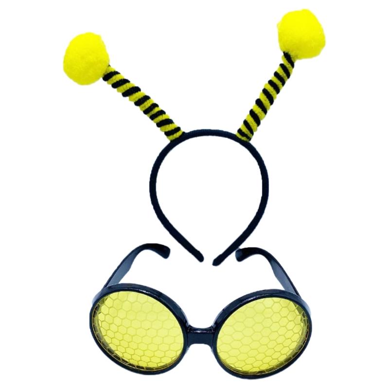 1set Cute Students Halloween Cartoon Bee Hairhoop & Sunglasses for Cosplay Party