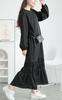 Gold Japan Plus Size Tiered Long Maxi Long Loose Size Black Women's Dress, Hem, Dress, A-Line, Sleeves, Fit, Winter, Autumn, Spring, Goldy-1639, 3L,