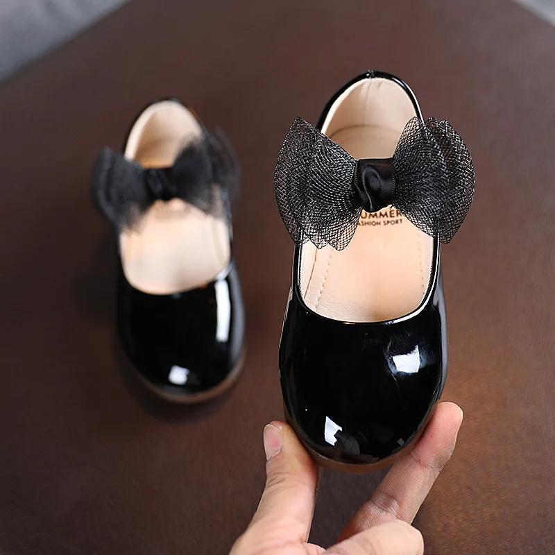 

1-6Y Kids Leather Shoes For Girls Flats Spring Bowtie Princess Mary Jane Single Shoes Baby Toddler Pink Sapato Infantil Menina 22