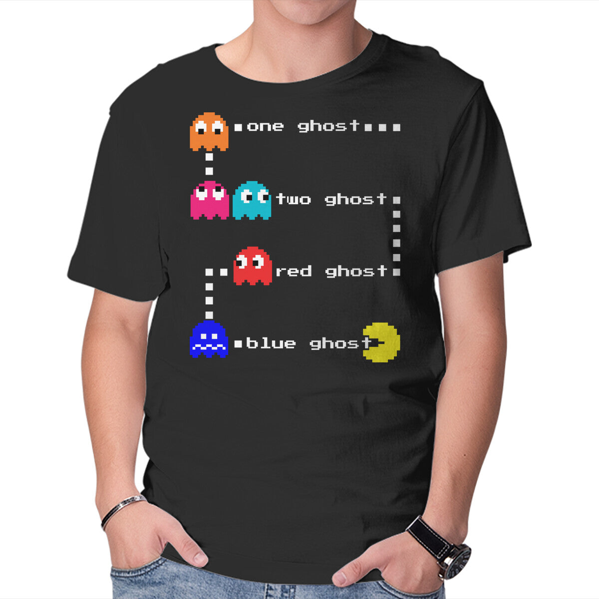 Unisex Crew Neck T-Shirt One Ghost Two Ghost Graphic Short Sleeve Casual Tee XS