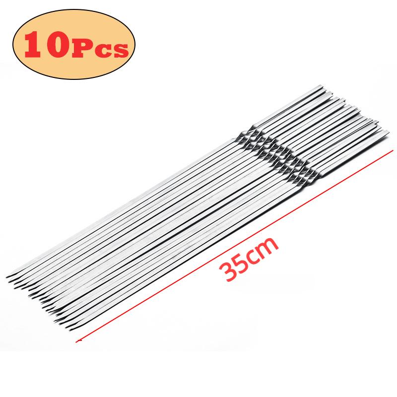 10/15Pcs Stainless Steel Barbecue Skewer Reusable BBQ Skewers Kebab Iron Stick for Outdoor Camping Picnic Cooking Tools 30/35cm