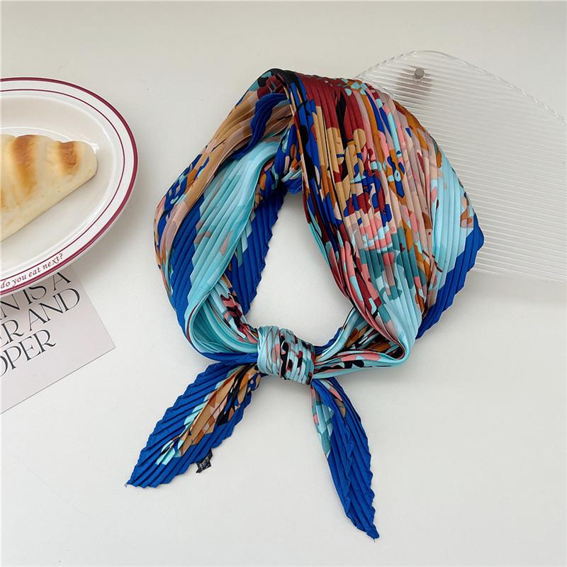70cm Crumpled Scarf Kerchief Print Square Scarves Women DIY Hair Band Ribbon Headscarf Bandanas Headband Neck Wraps Neckerchief