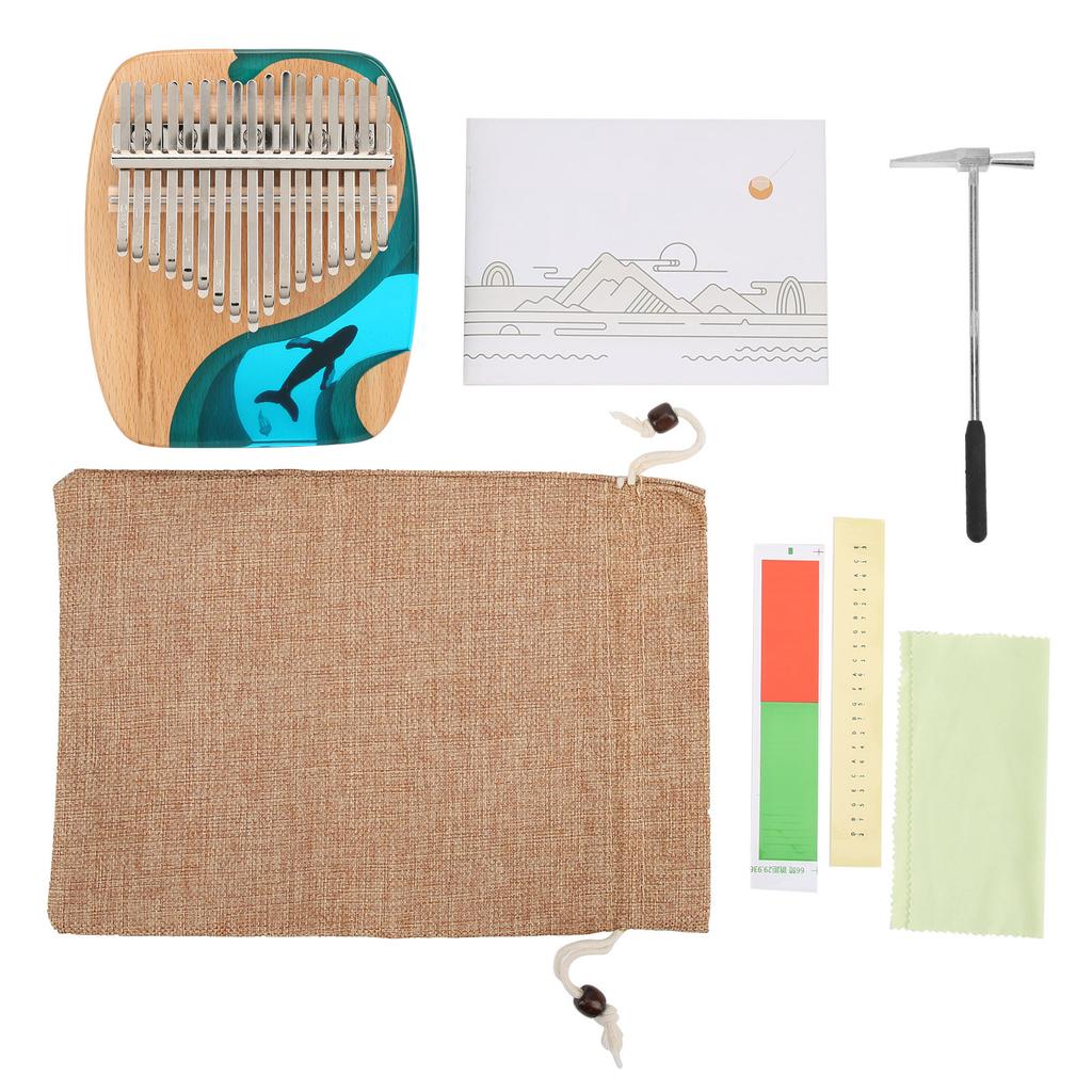 Kalimba Thumb Piano Whale 17‑Key Music Instrument with Sticker for Children Beginner