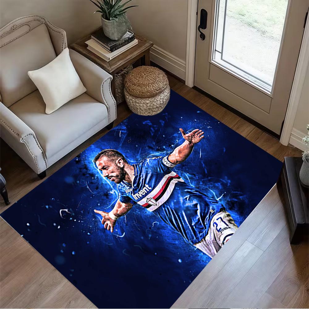 Sampdoria Player Celebration Floor Rug Office Rug Suitable for Bedrooms Playrooms Balcony Kitchen Anti-slip Rug Decorate Offices Best for Christmas