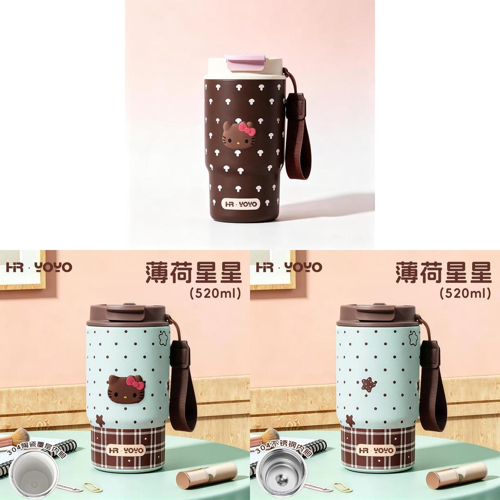 Double Drinking Insulated Coffee Mug With Dot Print For Travel And Office Use