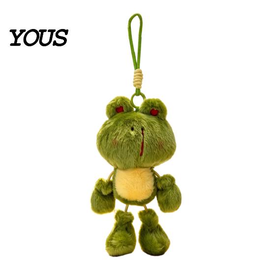Fragrant Plush Ornament Funny Frog Keychain with Fragrance & Movable Limbs, Soft Stuffed Animal Expression Keyring Bag Charm for Backpacks Keys,