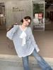 Gray Lace Patchwork Bow Sweater - Women's Casual Loose Fit Autumn Knitwear