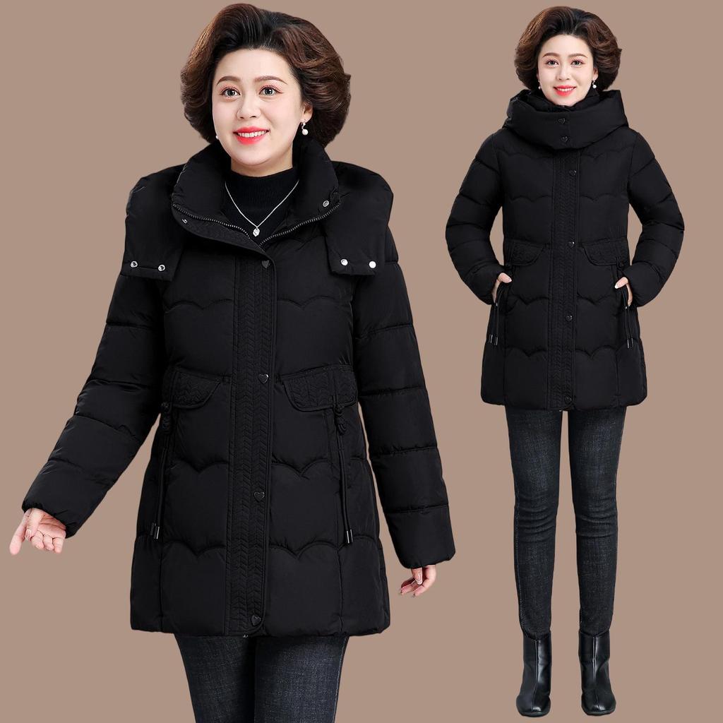 2025 Mid-Length Cotton Padded Jacket: Warm Winter Coat for Middle-Aged & Elderly Women