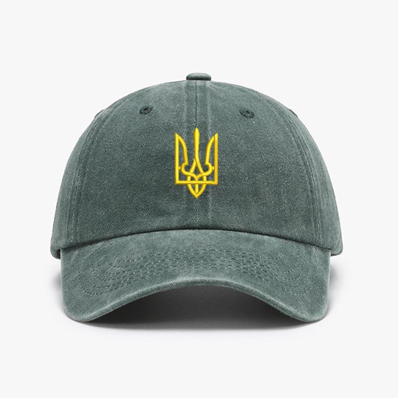 Embroidery Ukraine Trident Symbol Cotton Washed Fashion Sports Baseball Cap Adjstable Hip Hop Urban Street Style Dad Hat Visor Protection Snapback