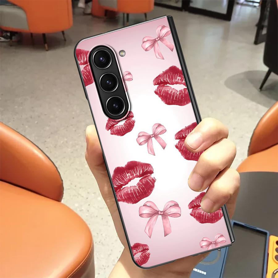 Creativity Lip Print Case for Samsung Galaxy ZFold6 ZFold7 ZFold3 ZFold4 Z Fold 7 6 5 4 3 ZFold5 Back Phone Cover